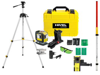 Zielony laser krzyżowy NIVEL SYSTEM CL4D-G + statyw SJJ-M1 EX + łata LS-24 + czujnik CLS-4