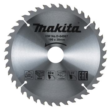 Tarcza do cięcia drewna 190x30mm 40Z do pilarek tarczowych i ukośnic Makita D-64967