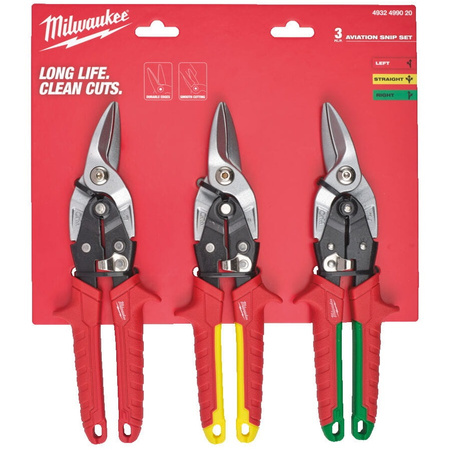 Zestaw Nożyce do cięcia blachy 3szt. Milwaukee 4932499020
