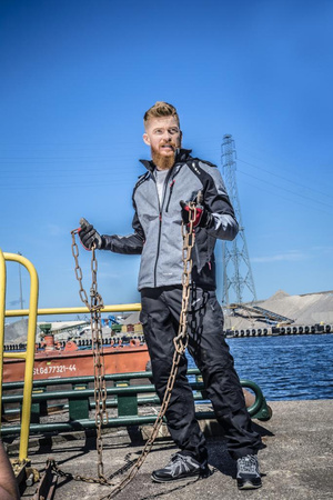 Kurtka z kapturem SoftShell odblaskowa Lahti Pro szaro-czarna, rozmiar XL