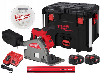 Zagłębiarka akumulatorowa 18V 55mm + prowadnica 1,4m GR1400 + ładowarka M12-18 FC + 2 akumulatory M18 B5 Milwaukee M18FPS55-0P