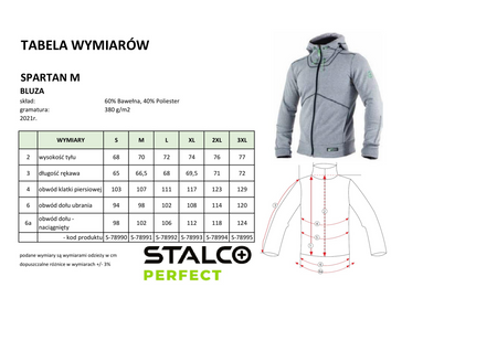 Bluza męska z kapturem Stalco Spartan szary, rozmiar 2XL