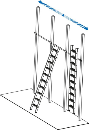 Drabina regałowa ze stopniami, zawieszana (1 para haków) KRAUSE Stabilo 1x15 4,80m 3,95 m