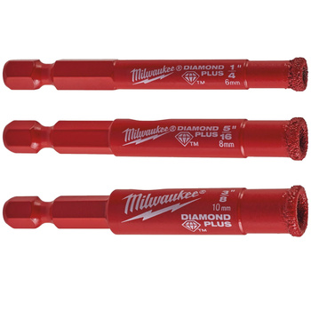 Zestaw wierteł diamentowych Diamond Max 6 / 8 / 10mm 1/4'' 3 szt. Milwaukee 4932498368