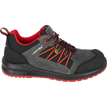 Półbuty robocze zamszowe z podnoskiem kompozytowym ESD S1 SRC Lahti Pro grafitowo-czerwone, rozmiar 42