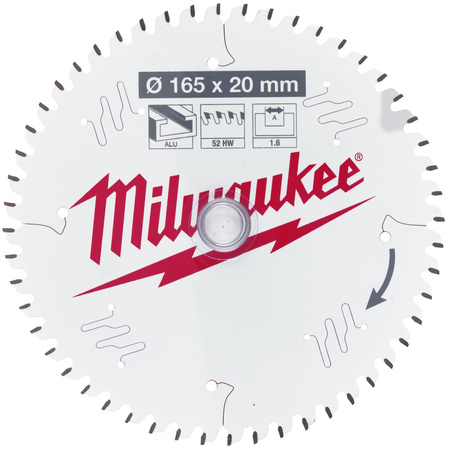 Tarcza pilarska 165 x 20 do ręcznych pił tarczowych do aluminium 1szt Milwaukee  4932479087