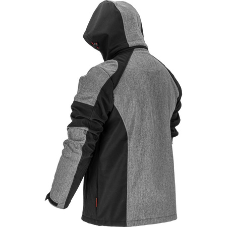 Kurtka z kapturem SoftShell odblaskowa Lahti Pro szaro-czarna, rozmiar XL