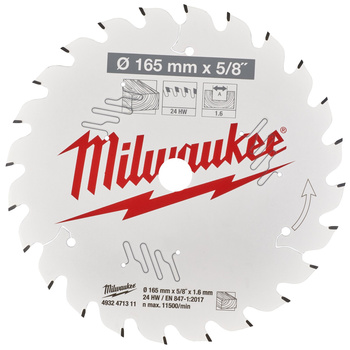 Tarcza pilarska do drewna 165x15.87x1.6 24Z Milwaukee 4932471311