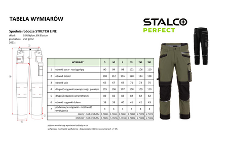 Spodnie robocze Stalco Stretch Line czarne, rozmiar M