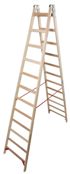 Drabina dwustronna drewniana ze szczeblami KRAUSE Stabilo 4,55m 2x12