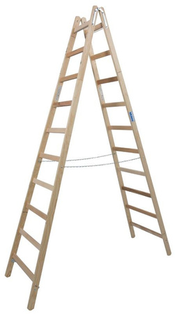 Drabina dwustronna drewniana ze szczeblami KRAUSE Stabilo 4,05m 2x10