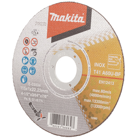 Tarcza tnąca do metalu 115x1.0x22.23mm Makita E-03034