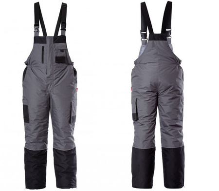 Spodnie na szelkach ocieplane szare 3XL
