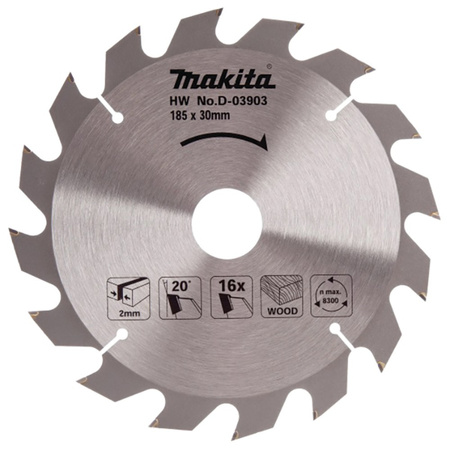 Tarcza tnąca Makita D-03903 do drewna 185x30mm 16Z