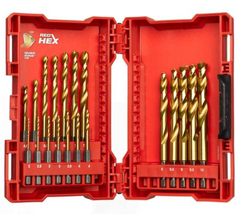 Zestaw wierteł udarowych do metalu 19 szt Shockwave HSS-G Tin Red Hex, 2 - 10 mm Milwaukee 4932493866