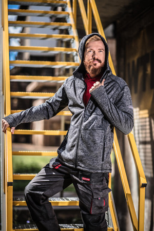 Bluza z kapturem na suwak Lahti Pro szara, rozmiar XL