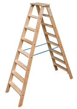 Drabina dwustronna drewniana ze stopniami/szczeblami KRAUSE MONTO 3,30m 2x8 1,85 m