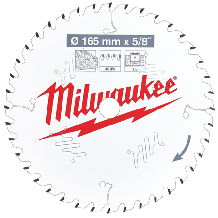 Tarcza pilarska do drewna 165x15.87x1.6 40Z Milwaukee 4932471312