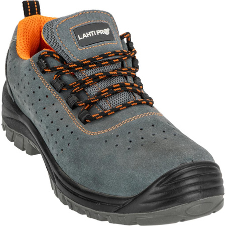 Półbuty robocze zamszowe z podnoskiem kompozytowym S1P SRC Lahti Pro szaro-pomarańczowe, rozmiar 41