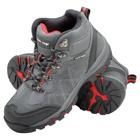 Trzewiki robocze zamszowe szaro - czerwone 42