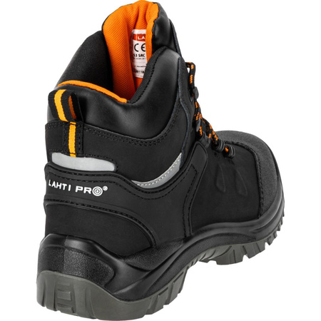 Trzewiki robocze nubukowe czarno - pomarańczowe 43