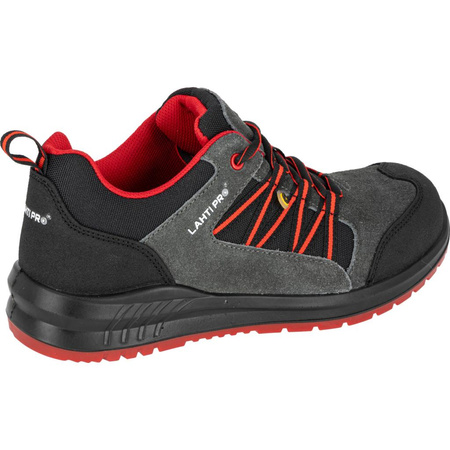 Półbuty robocze zamszowe z podnoskiem kompozytowym ESD S1 SRC Lahti Pro grafitowo-czerwone, rozmiar 44