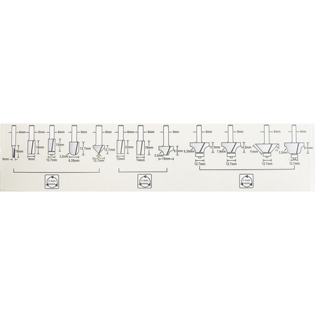 Zestaw frezów trzpieniowych 12szt. Makita D-57065