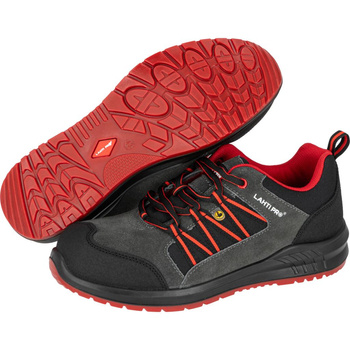 Półbuty robocze zamszowe z podnoskiem kompozytowym ESD S1 SRC Lahti Pro grafitowo-czerwone, rozmiar 44