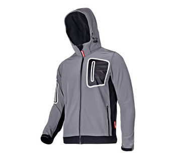 Kurtka SoftShell z kapturem szara   M