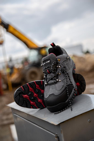 Półbuty robocze z podnoskiem stalowym S1P SRA Lahti Pro szaro-czerwone, rozmiar 47