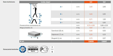 Schodki dwustronne składane Treppo KRAUSE Monto 2,65m 2x3