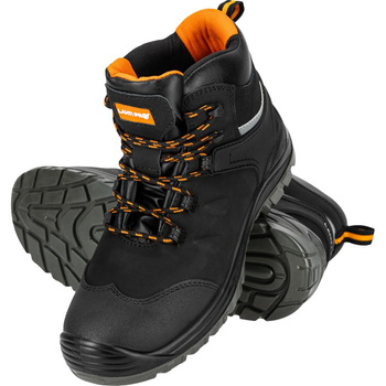 Trzewiki robocze nubukowe czarno - pomarańczowe 40