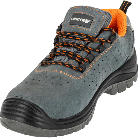 Półbuty robocze zamszowe z podnoskiem kompozytowym S1P SRC Lahti Pro szaro-pomarańczowe, rozmiar 40