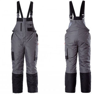 Spodnie na szelkach ocieplane szare  XL