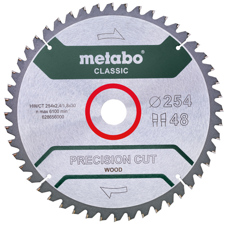 Piła tarczowa "precision cut wood - classic"", 254x30 Z48 WZ 5°neg /B Metabo (628656000)