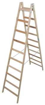 Drabina dwustronna drewniana ze szczeblami KRAUSE Stabilo 3,80m 2x9