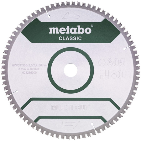 Piła tarczowa Metabo „multi cut – classic”, 305x30 Z80 FZ/TZ 5°ujemn. (628286000)