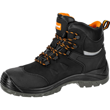 Trzewiki robocze nubukowe czarno - pomarańczowe 39