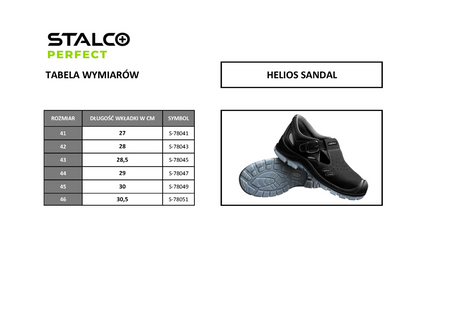 Sandały skórzane Stalco Helios S1 czarne, rozmiar 45