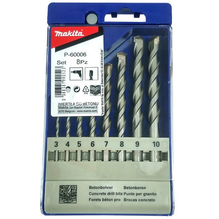 Zestaw wierteł do betonu 3-10 mm 8szt. Makita P-60006