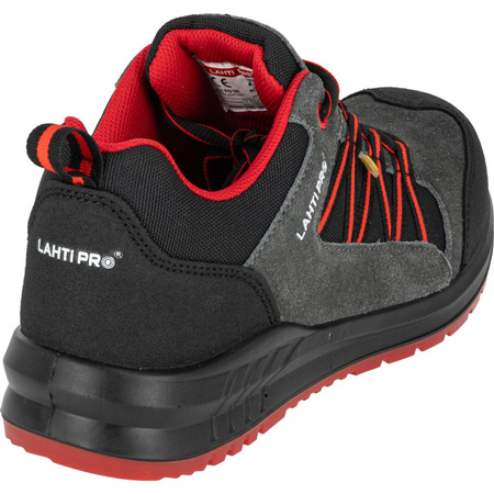 Półbuty robocze zamszowe z podnoskiem kompozytowym ESD S1 SRC Lahti Pro grafitowo-czerwone, rozmiar 43