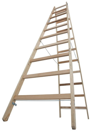 Drabina dwustronna drewniana ze szczeblami KRAUSE Stabilo 4,05m 2x10