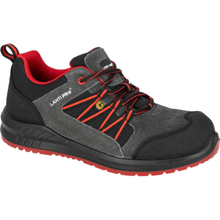 Półbuty robocze zamszowe z podnoskiem kompozytowym ESD S1 SRC Lahti Pro grafitowo-czerwone, rozmiar 40