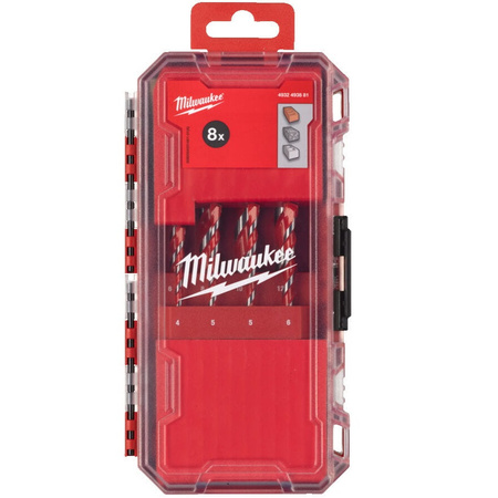 Zestaw 8 szt wierteł udarowych do betonu z uchwytem cylindrycznym 4 - 12 mm  PREMIUM 4932493881 Milwaukee