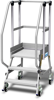 Jezdny podest roboczy, z jednostronnym wejściem, powiększoną listwą przypodłogową i barierkami KRAUSE Stabilo 2,70m 1x3