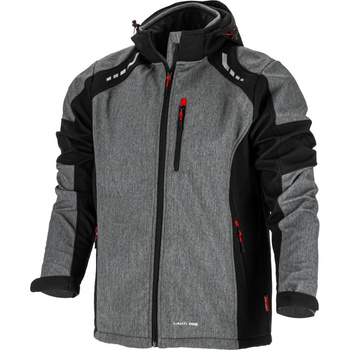 Kurtka z kapturem SoftShell odblaskowa Lahti Pro szaro-czarna, rozmiar M