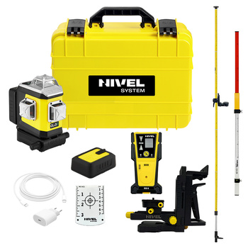 Laser krzyżowy Nivel System CLX3G z zieloną wiązką + Tyczka LP-36 + czujnik CLS-5 + łata LS-24