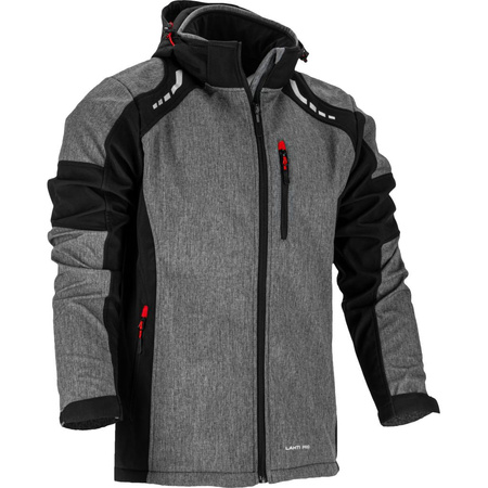 Kurtka z kapturem SoftShell odblaskowa Lahti Pro szaro-czarna, rozmiar L