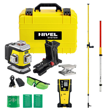 Laser krzyżowy Nivel System CL4G z zieloną wiązką + Tyczka LP-36 + Łata laserowa LS-24 + Czujnik laserowy CLS-5