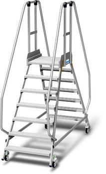 Podest jezdny, z dwustronnym wejściem, powiększoną listwą przypodłogową i wydłużonymi barierkami KRAUSE Stabilo 3,65m 2x7